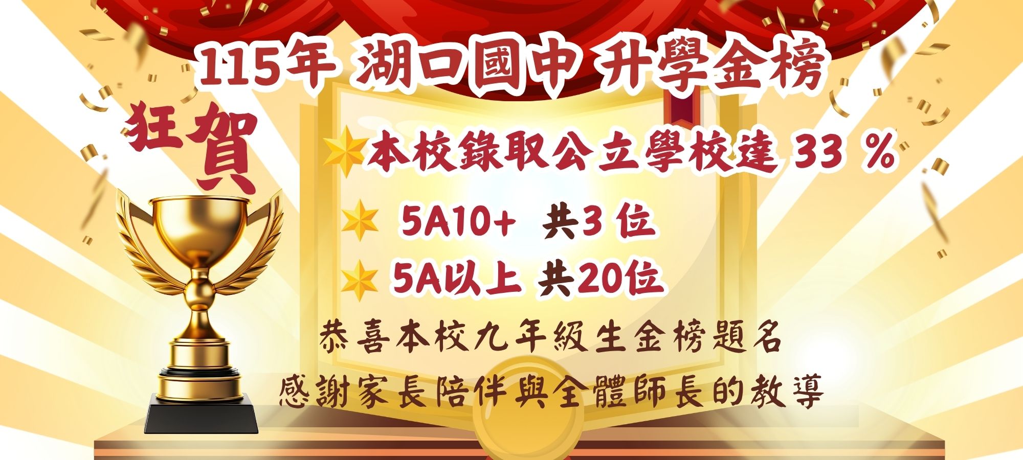湖口國中全校師生同賀